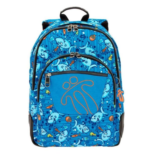TOTTO CRAYOLA BLUE BACKPACK WITH COLOURFUL PRINTS