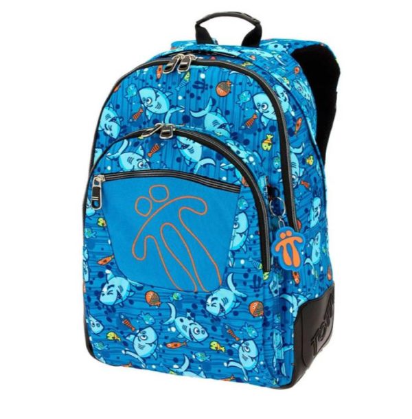TOTTO CRAYOLA BLUE BACKPACK WITH COLOURFUL PRINTS