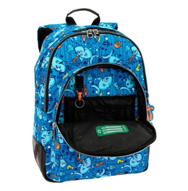 TOTTO CRAYOLA BLUE BACKPACK WITH COLOURFUL PRINTS