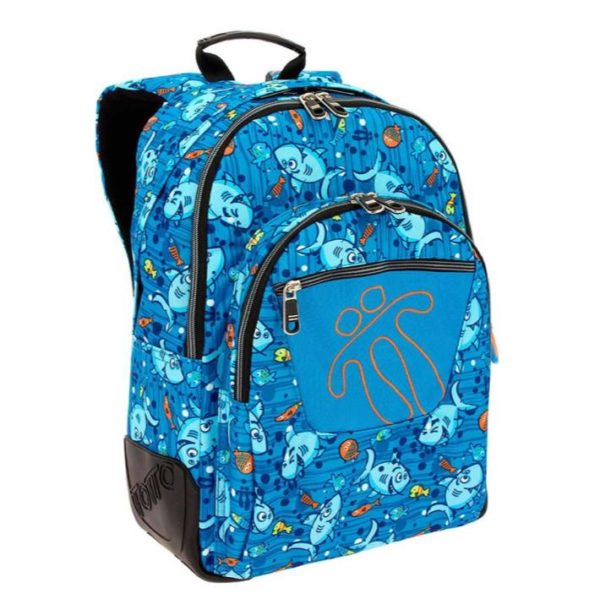 TOTTO CRAYOLA BLUE BACKPACK WITH COLOURFUL PRINTS