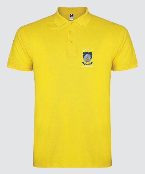 Gaelscoil Charraig Uí Leighin Polo Shirt - Yellow, Shop SCHOOLS & CLUBS, National Schools, Gaelscoil Charraig Ui Leighin