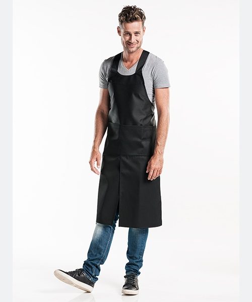 Chaud Devant - Bib Apron 4-Pockets Cross Black, Workwear, Aprons - Chaud Devant, Aprons, Bib Aprons, Contempory Aprons